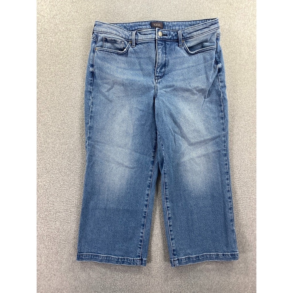 NYDJ Womens 14P (Fits 34x24) Lift Tuck Wide Leg Capri Jeans w Pockets Blue Denim